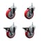 Service Caster 4 Inch Red Polyurethane 38 Inch Threaded Stem Caster Set 2 Brakes SCC SCC-TS20S414-PPUB-RED-381615-2-PLB-2 - alternate 1